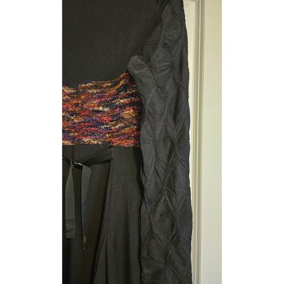 Paolo Tricut Dress Size S Black Layered Long Sleeve Ruffles Lagenlook BOHO Artsy - Picture 13 of 15